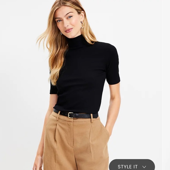 ❣️ LOFT Stripe Ribbed Mock Neck Top - Picture 4 of 4